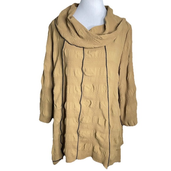 Moonlight Y&S Fashion Design Brown  Cowl Neck Tunic Top Lightweight Textutred XL - Picture 1 of 4